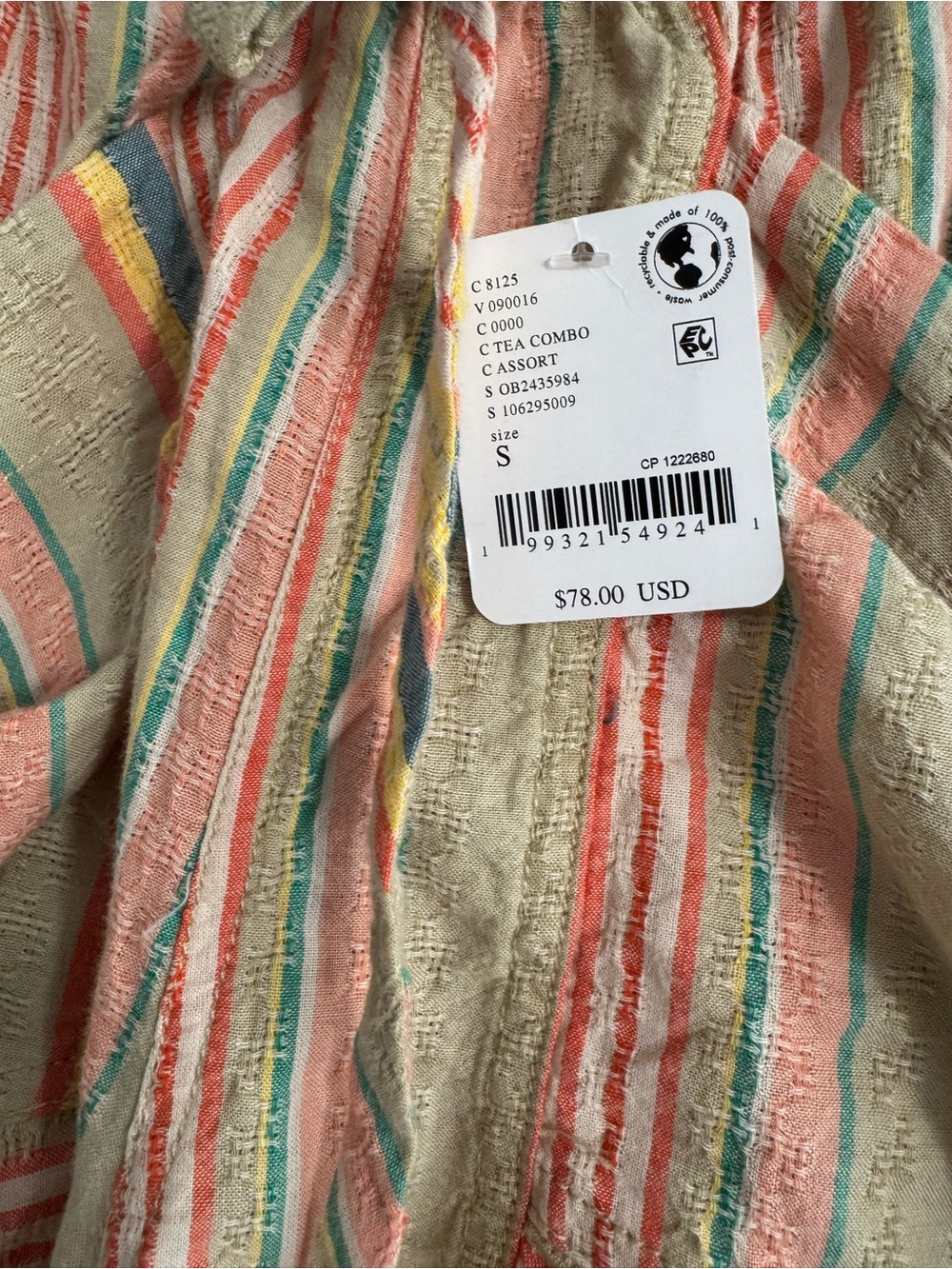 Free People Striped Terry High Waist Shorts - Coral, Yellow, Green, Blue - Picture 6 of 9